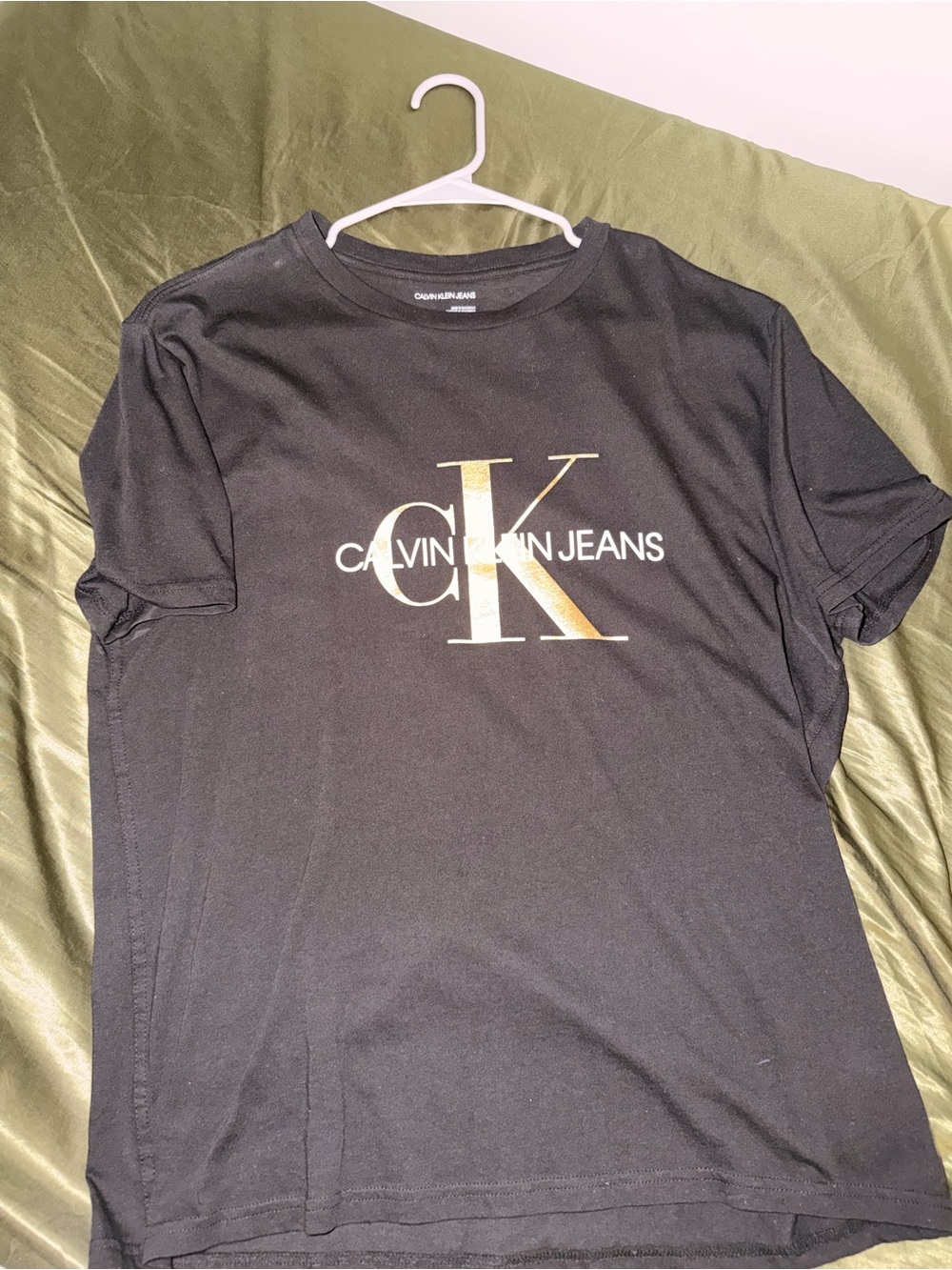 Calvin Klein Jeans Black T-Shirt with Gold CK Logo